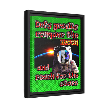 defy conquer reach - framed canvas art (logo green)