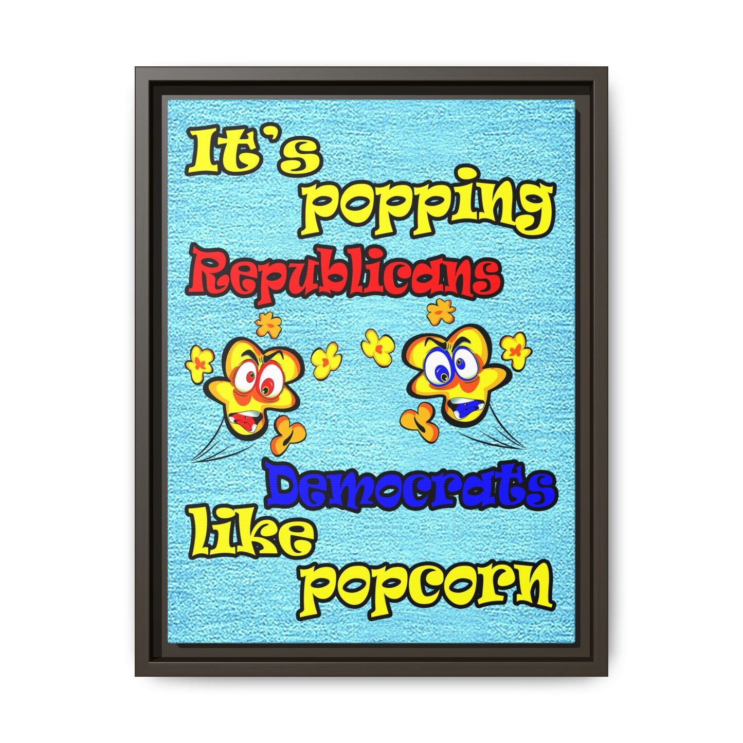 popping like popcorn - framed canvas art (faded dark blue)