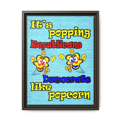popping like popcorn - framed canvas art (faded dark blue)