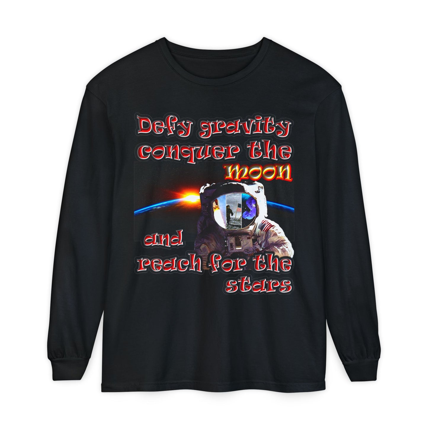 defy conquer reach - Unisex Garment-dyed Long Sleeve T-Shirt