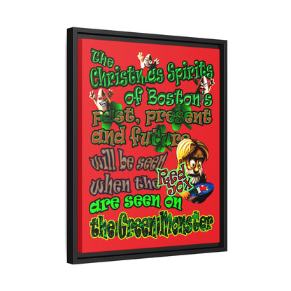 christmas spirits of boston - framed canvas art (red)