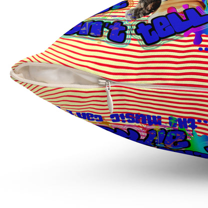 drop the beat - Spun Polyester Square Pillow - (yellow-orange wave)