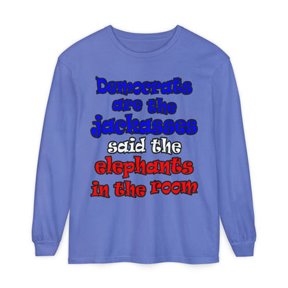 donkeys and elephants - Unisex Garment-dyed Long Sleeve T-Shirt