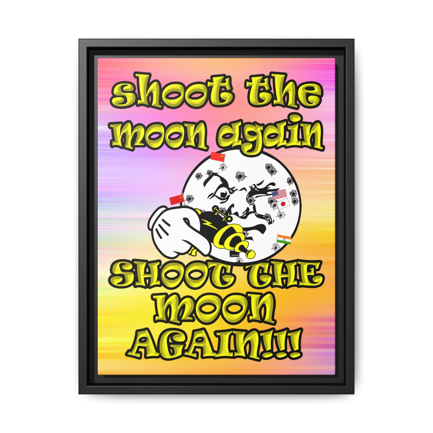 shoot the moon again - framed canvas art (color blur)
