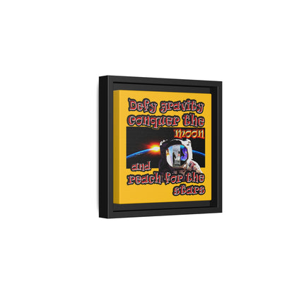 defy conquer reach - framed canvas art (yellow)