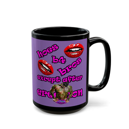 hoes b4 bros - Black Mug (light purple)