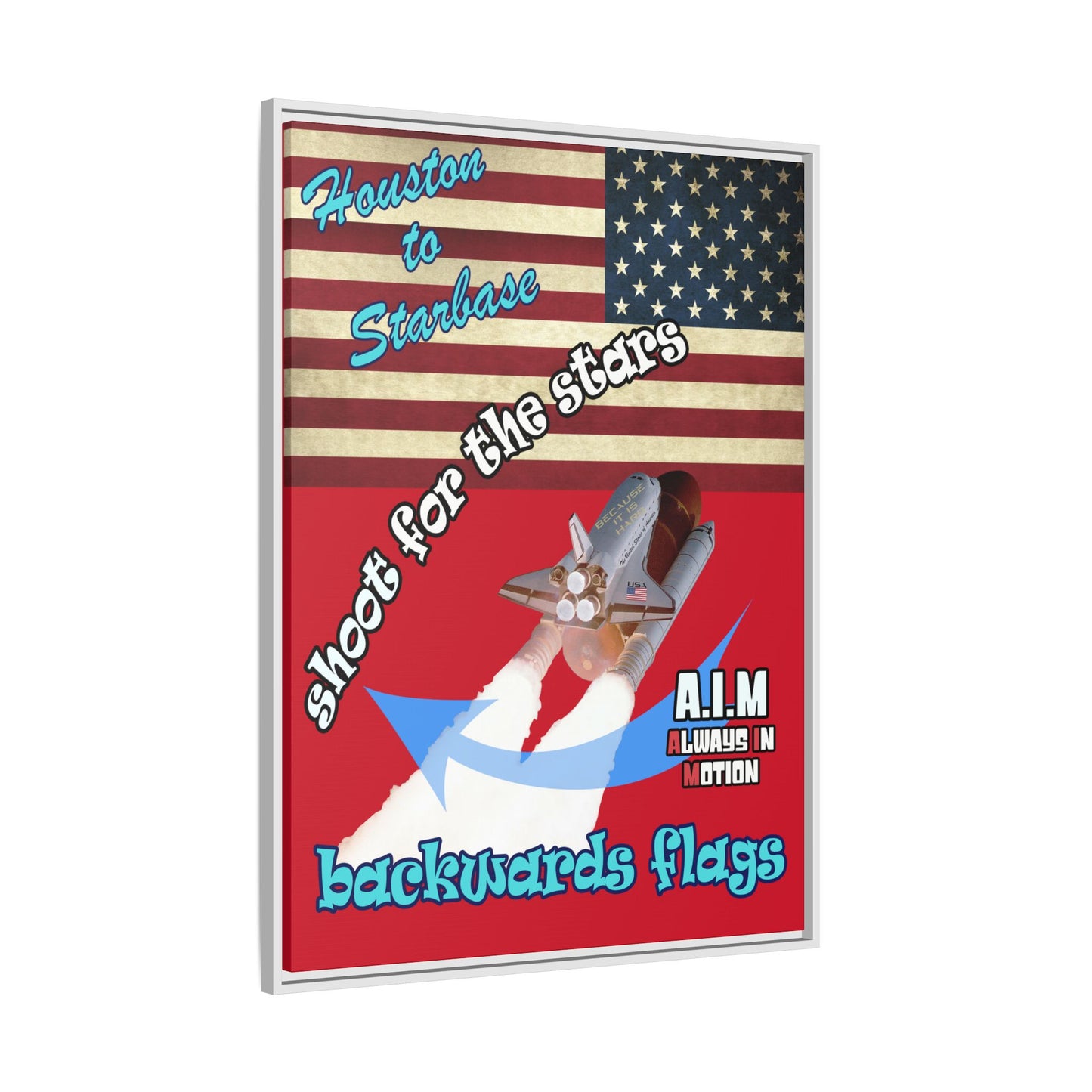 shoot for the stars - framed canvas art (dark red)