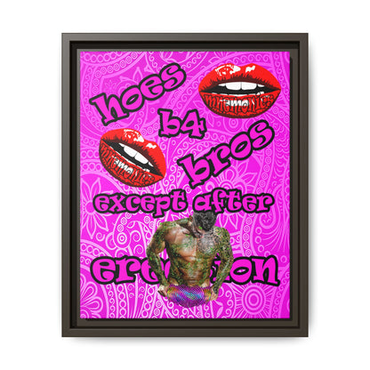 hoes b4 bros - framed canvas art (pink swirl)