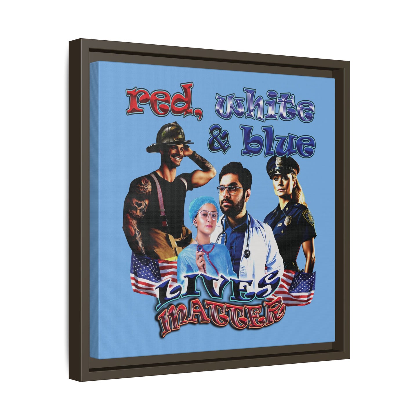 rw&b lives matter - framed canvas art (light blue)