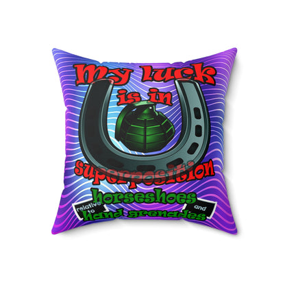 my luck - Faux Suede Square Pillow - (purple wave)