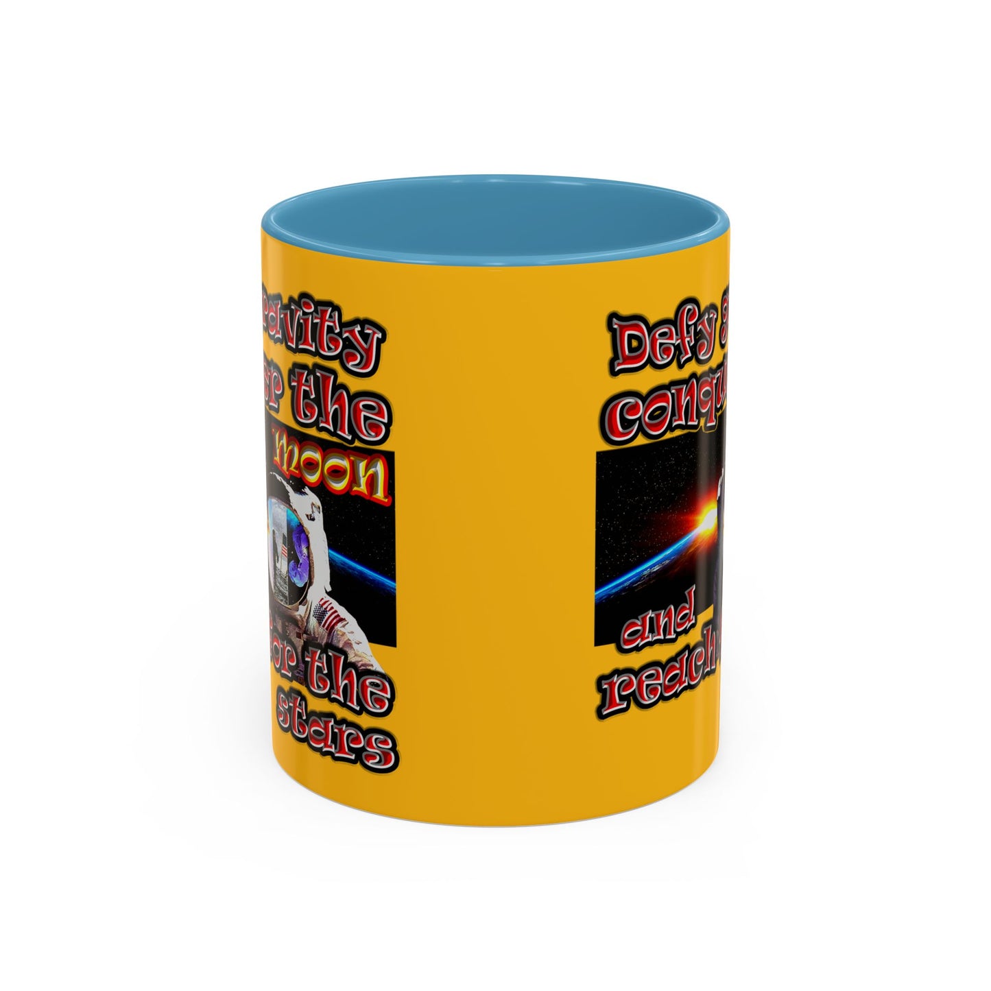 defy conquer reach - Accent Mug (yellow)