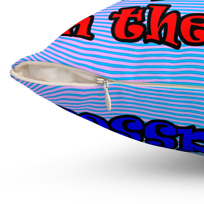 donkeys and elephants - Spun Polyester Square Pillow - (light blue-purple wave)