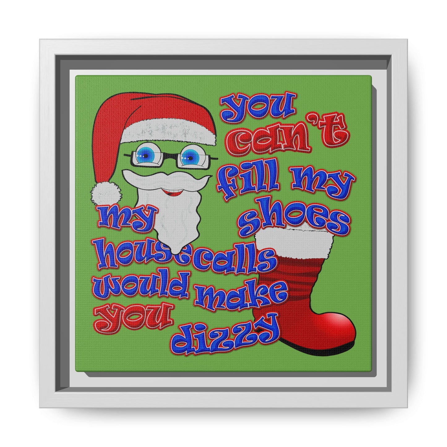 santa's shoes - framed canvas art (green)