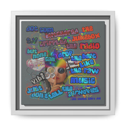 drop the beat - framed canvas art (dark grey)