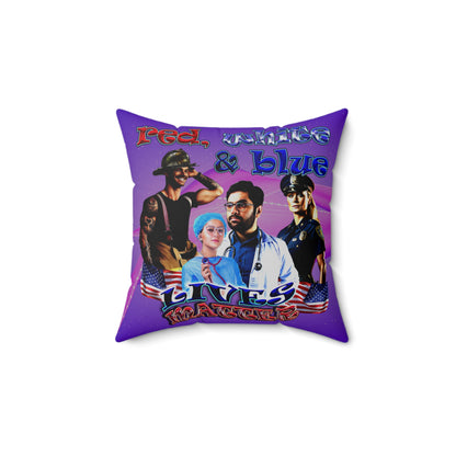 rw&b lives matter - Spun Polyester Square Pillow - (purple-pink wave)