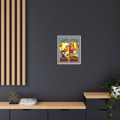 love peace - framed canvas art (grey)