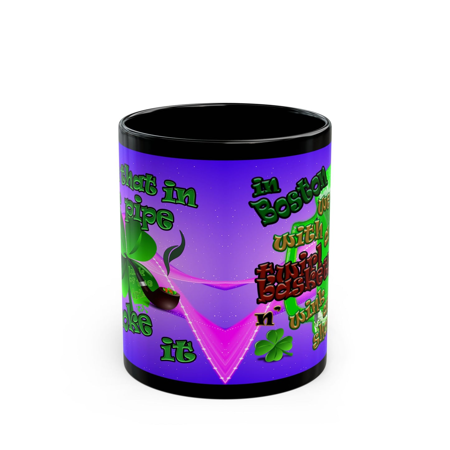 celtics logo - Black Mug (purple-pink wave)