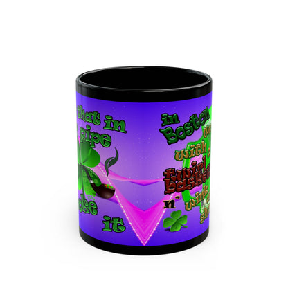 celtics logo - Black Mug (purple-pink wave)