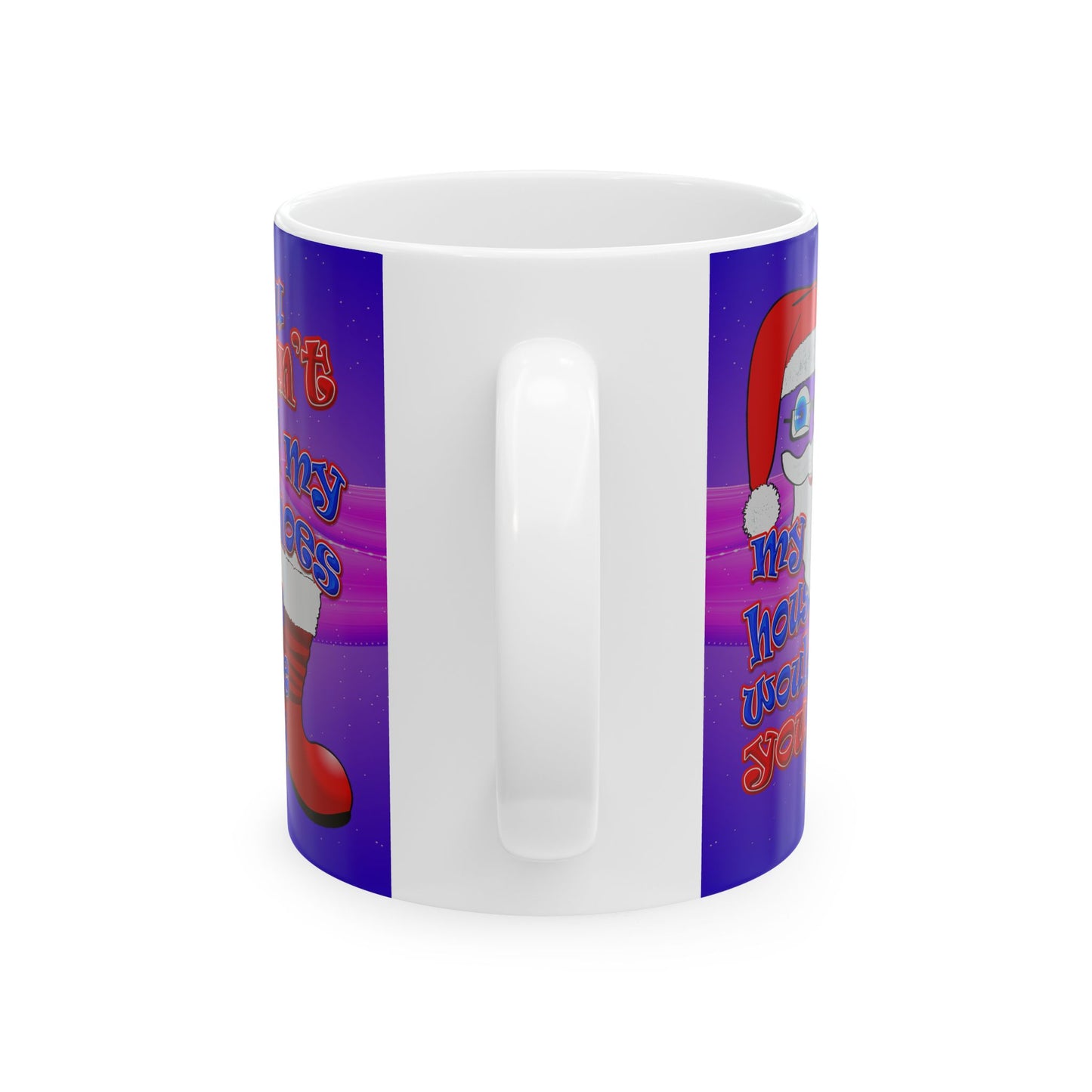 santa's shoes - White Mug (purple-pink wave)