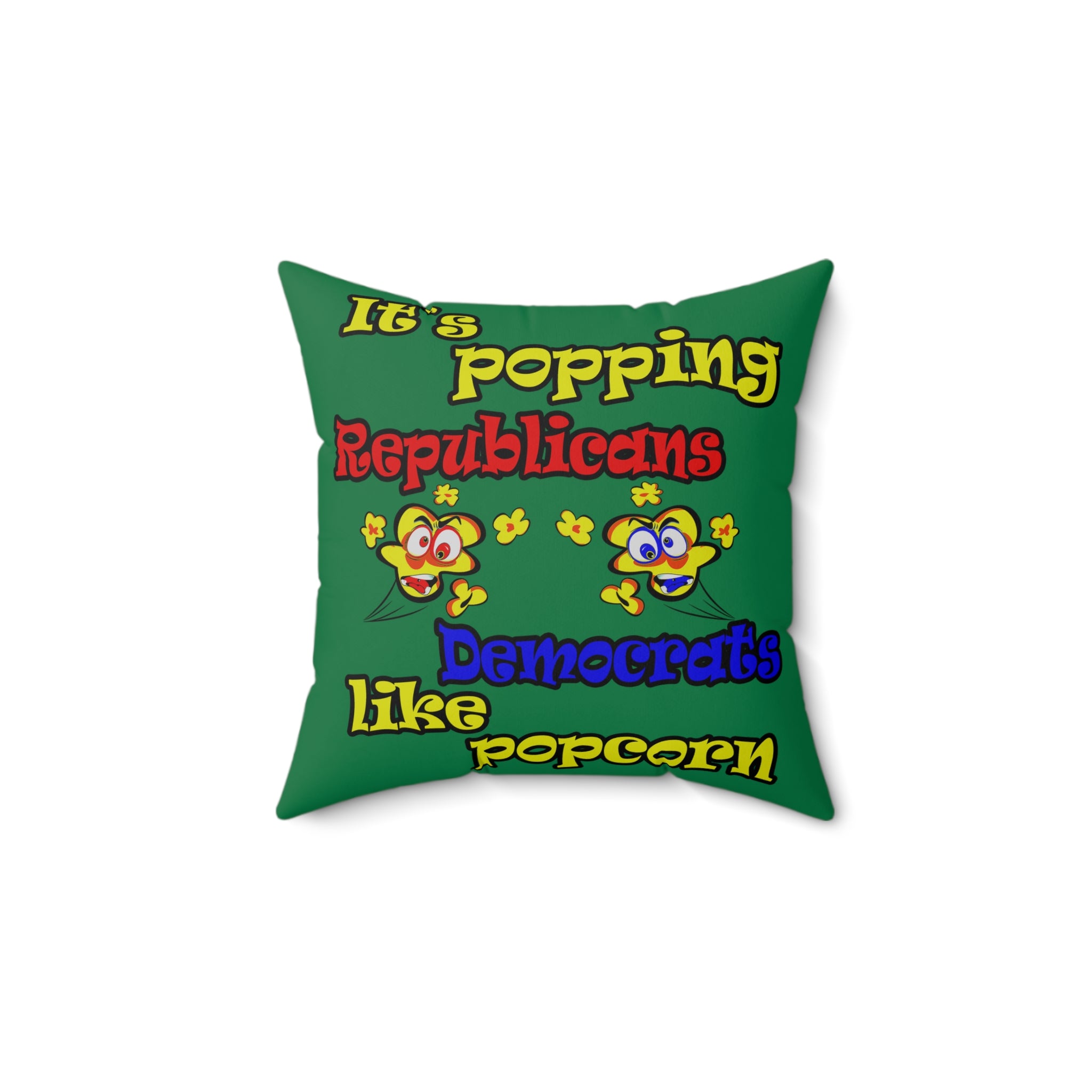 popping like popcorn - Spun Polyester Square Pillow - (dark green)
