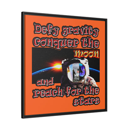 defy conquer reach - framed canvas art (orange)