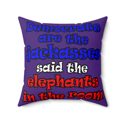 donkeys and elephants - Spun Polyester Square Pillow - (purple)
