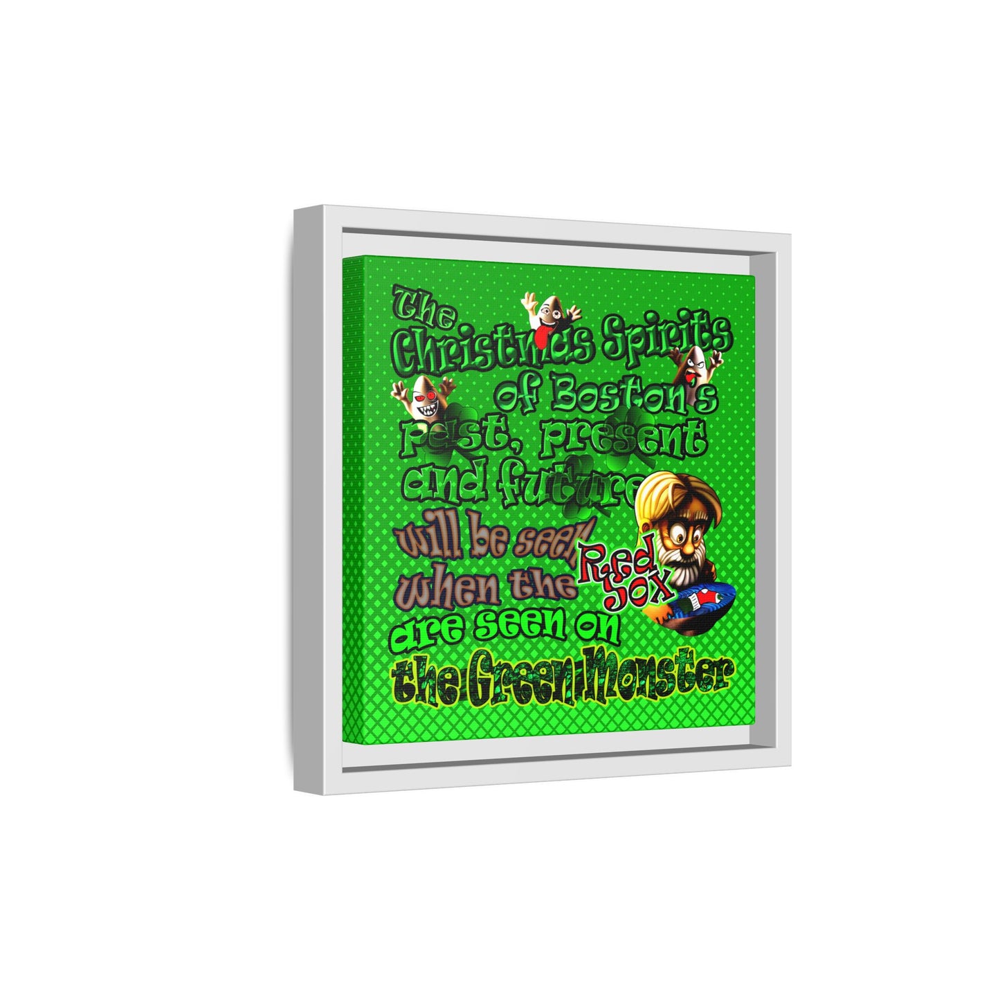 christmas spirits of boston - framed canvas art (logo green)