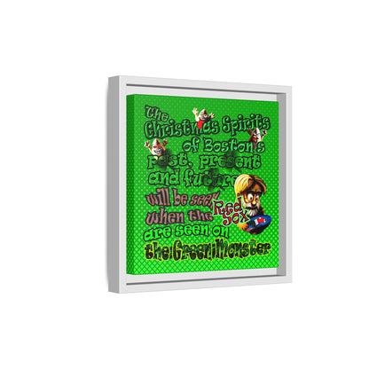 christmas spirits of boston - framed canvas art (logo green)