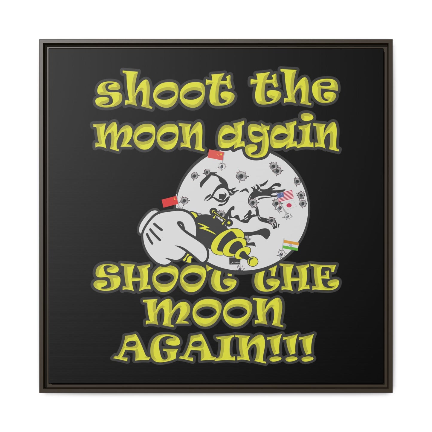 shoot the moon again - framed canvas art (black)