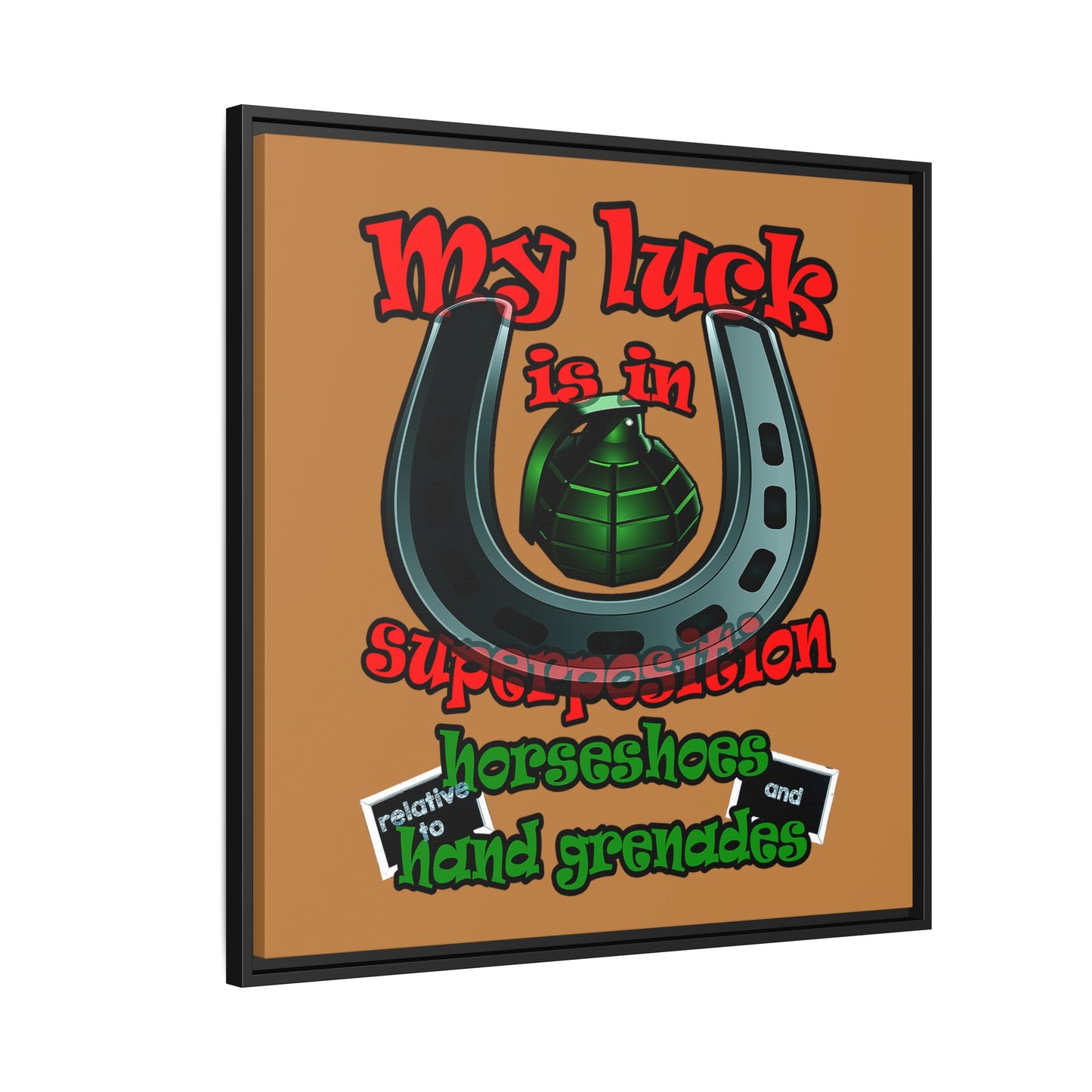 my luck - framed canvas art (light brown)