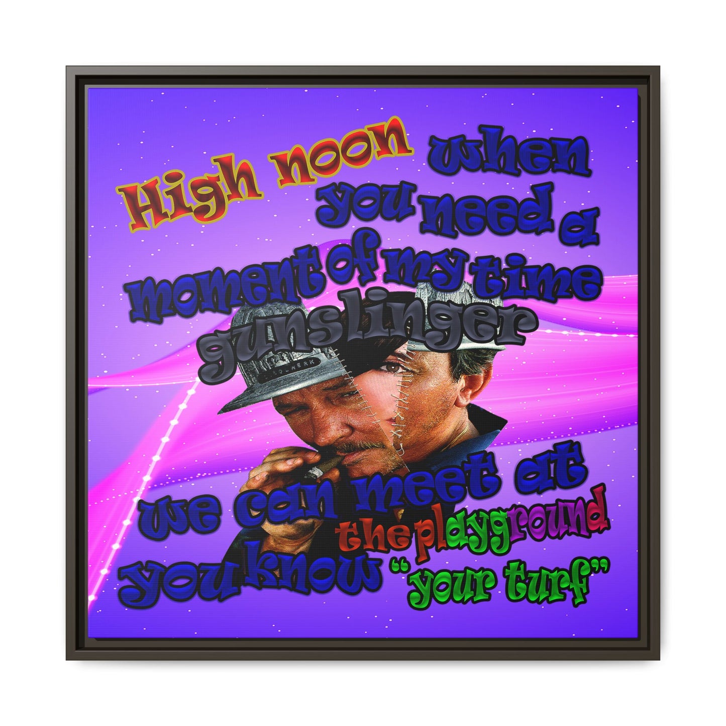 high noon - framed canvas art (purple-pink wave)