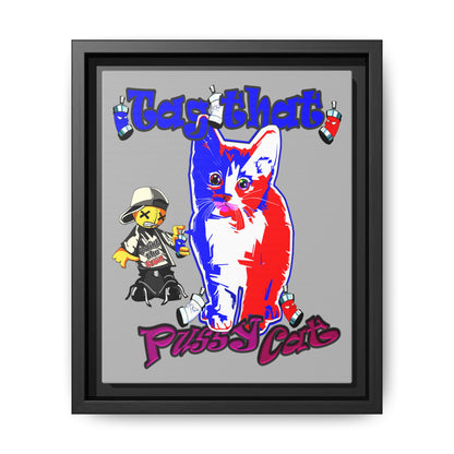 tag that - framed canvas art (light grey)