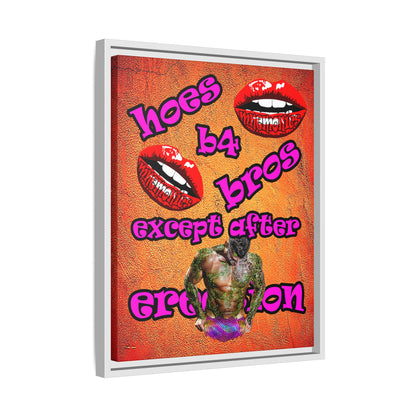 hoes b4 bros - framed canvas art (burnt orange)