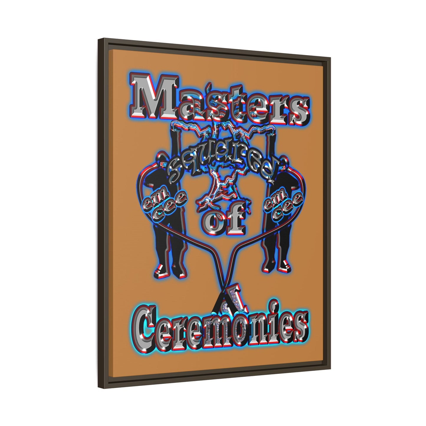 em cee squared - framed canvas art (light brown)