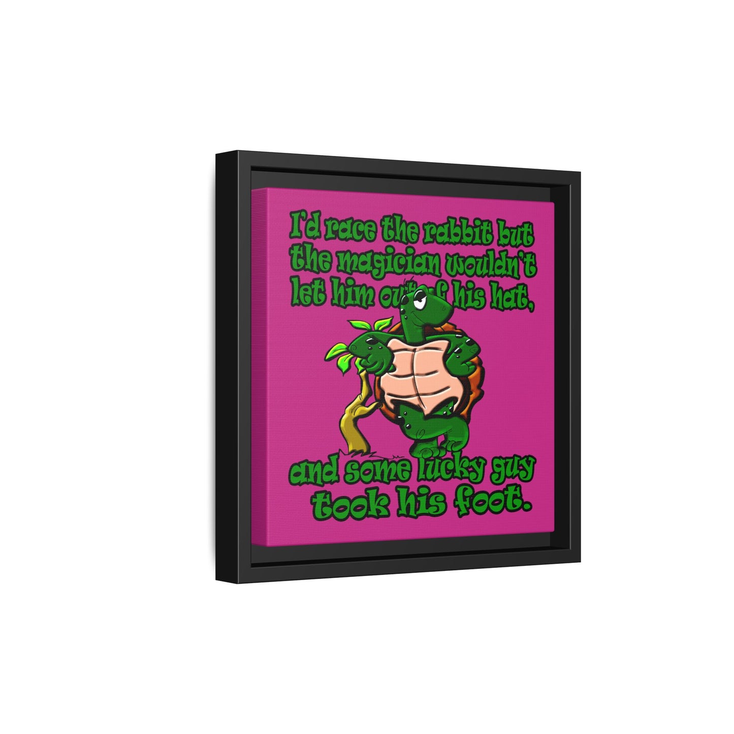 turtle race - framed canvas art (pink)
