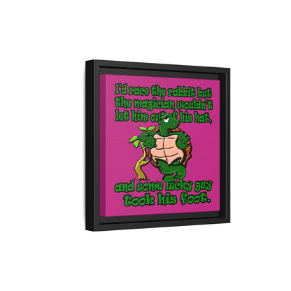 turtle race - framed canvas art (pink)