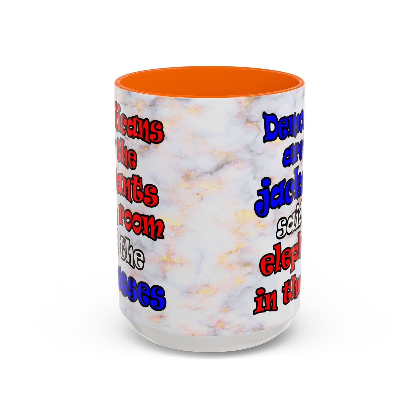 donkeys and elephants - Accent Mug (white marble)