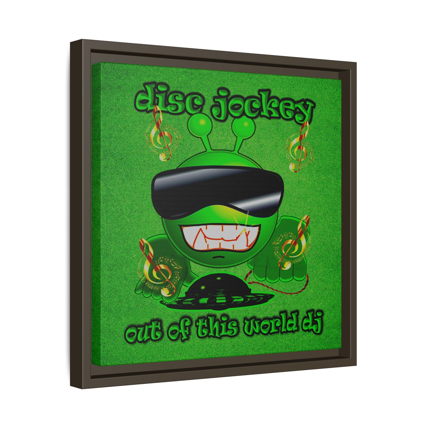 disc jockey - framed canvas art (green turf)