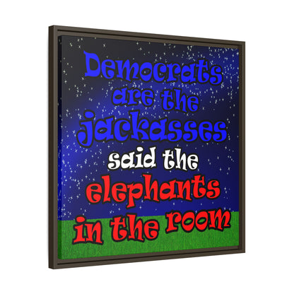 donkeys and elephants - framed canvas art ('snoops' background)