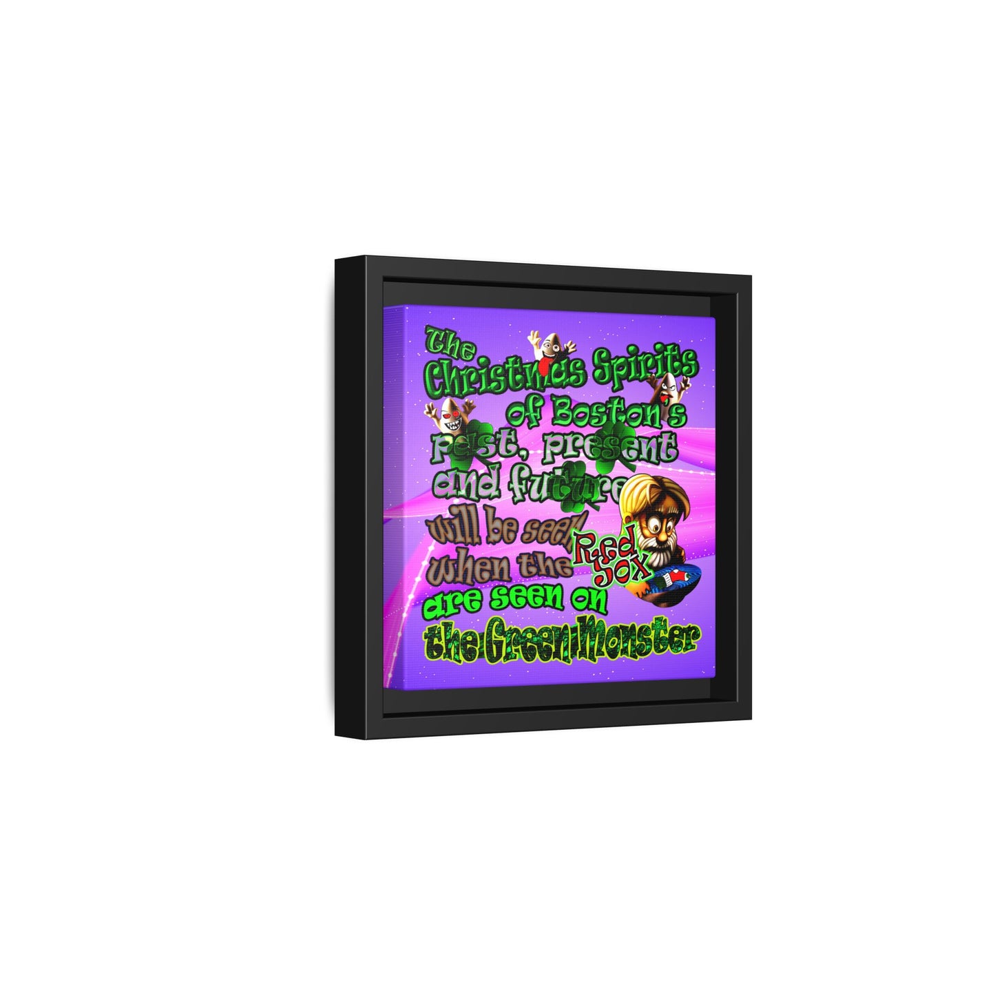 christmas spirits of boston - framed canvas art (purple-pink wave)