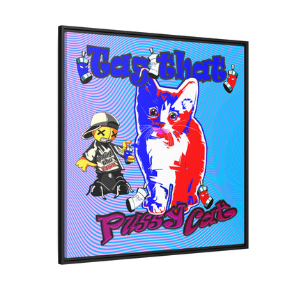 tag that - framed canvas art (light blue-purple wave)