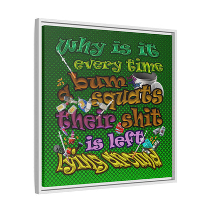 the bum's shit - framed canvas art (logo green)