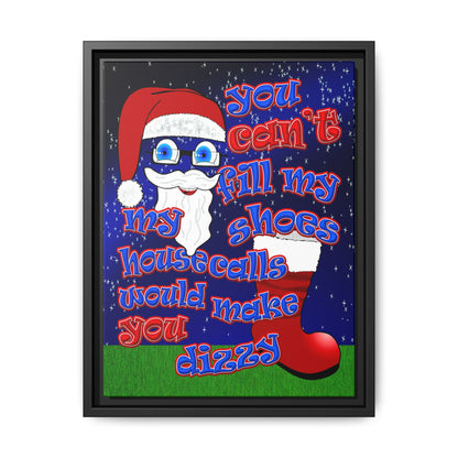 santa's shoes - framed canvas art ('snoops' background)