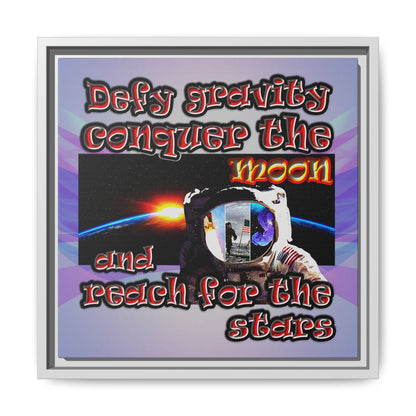 defy conquer reach - framed canvas art (light blue-pink wave)