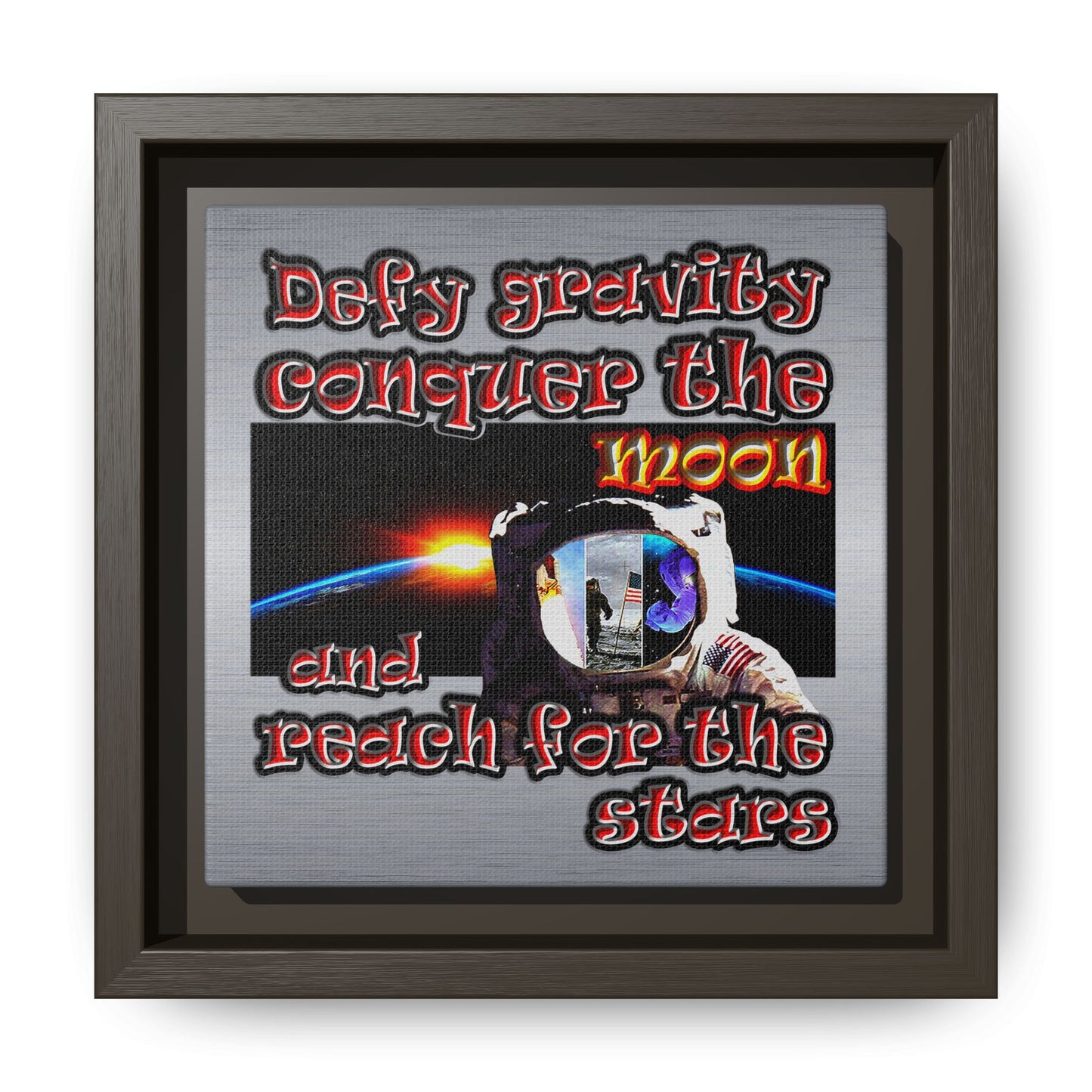 defy conquer reach - framed canvas art (brushed nickel)