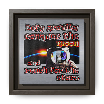 defy conquer reach - framed canvas art (brushed nickel)