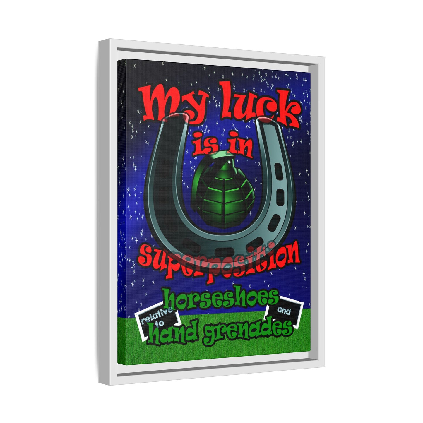 my luck - framed canvas art ('snoops' background)