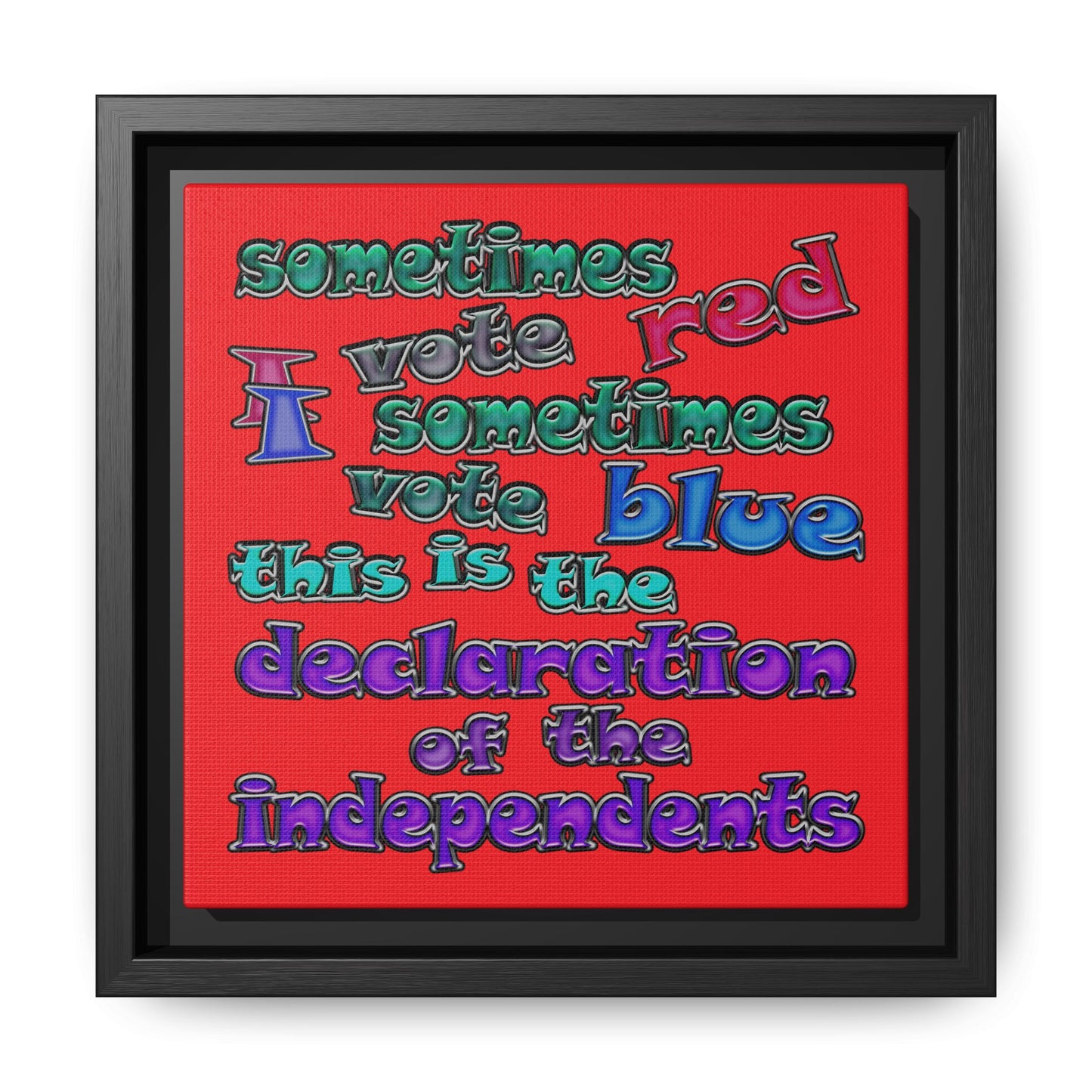 declaration of the independents - framed canvas art (red)