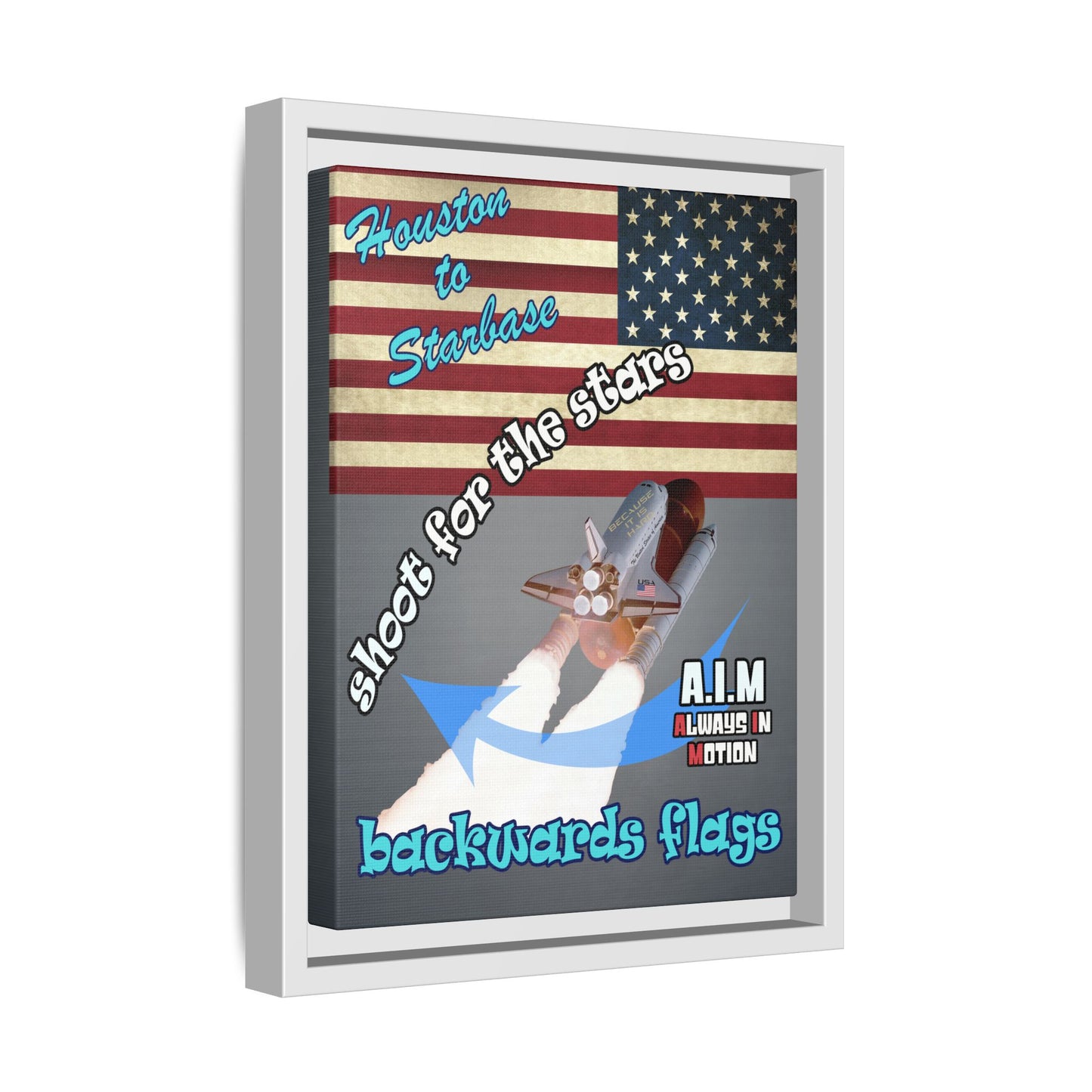 shoot for the stars - framed canvas art (grey-light grey)
