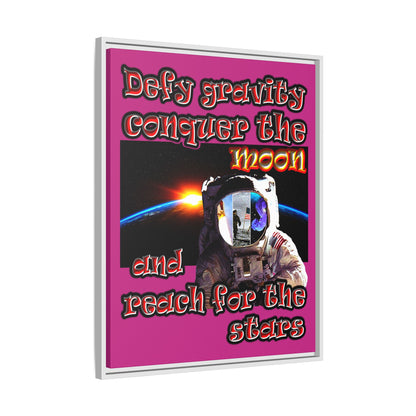 defy conquer reach - framed canvas art (pink)